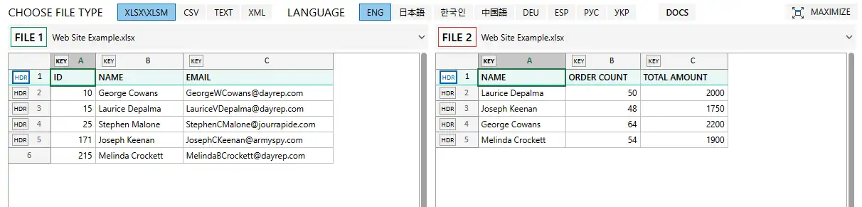 已打開工作表的 xlCompare.com