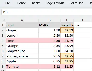 帶高亮變更並導出為 XLSX 文件的 Excel 工作表