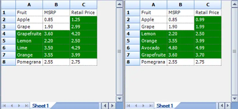 Spreadsheet Inquire 中的未排序數據