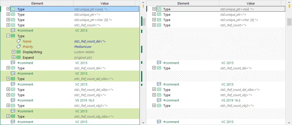 用 xlCompare 工具對比兩個 XML 文件