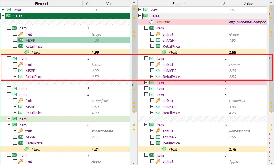 對比 XML 文件時忽略元素名稱與屬性中的命名空間